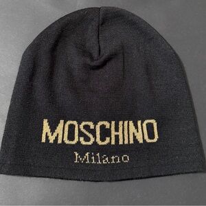 Moschino Milano Black and Gold Knit Hat